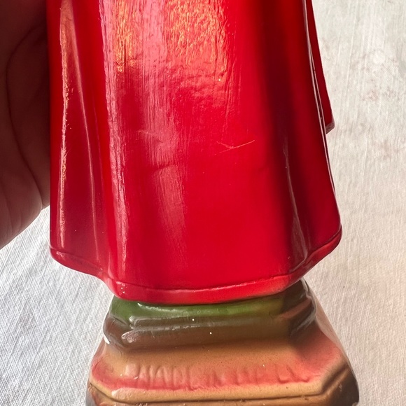 Vintage Religious Figurine with Red and Gold Accents - Picture 6 of 13